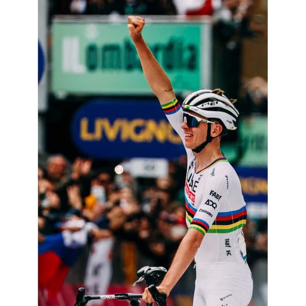 Pissei Replica World Champion Tadej Pogacar 2024 Uae Team Emirates Kortærmet Trøje Hvid M Mand