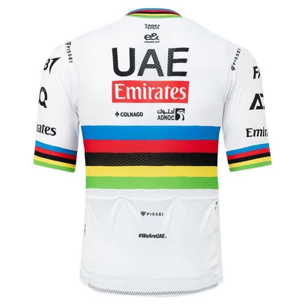 Pissei Replica World Champion Tadej Pogacar 2024 Uae Team Emirates Kortærmet Trøje Hvid M Mand
