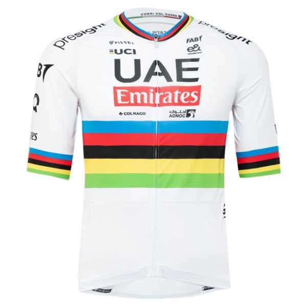 Pissei Replica World Champion Tadej Pogacar 2024 Uae Team Emirates Kortærmet Trøje Hvid M Mand