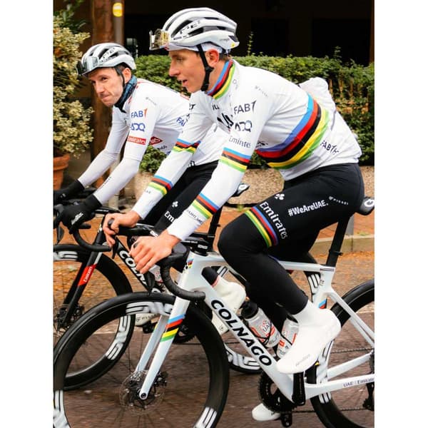 Pissei Winter World Champion Tadej Pogacar 2024 Uae Team Emirates Langærmet Trøje Hvid L Mand
