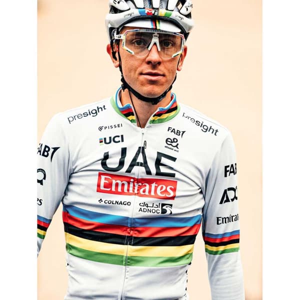 Pissei Winter World Champion Tadej Pogacar 2024 Uae Team Emirates Langærmet Trøje Hvid L Mand