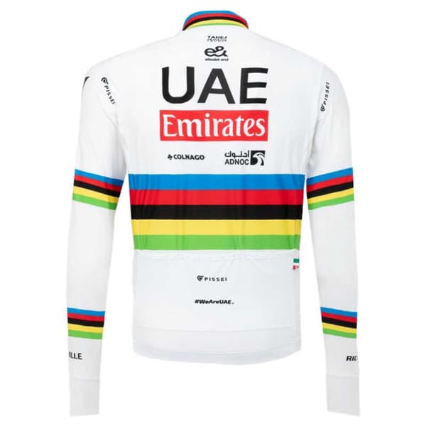 Pissei Winter World Champion Tadej Pogacar 2024 Uae Team Emirates Langærmet Trøje Hvid L Mand