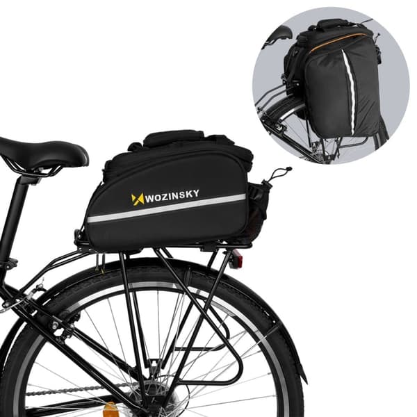 Wozinsky stor sykkelveske 35l + regntrekk svart (WBB19BK)