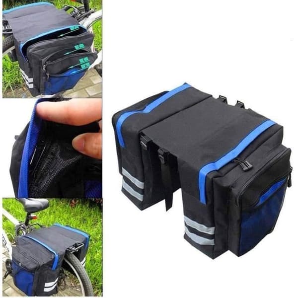 Cykelryggsäck Rear Rack Dubbelväska Vattentät MTB-sadel - Blå
