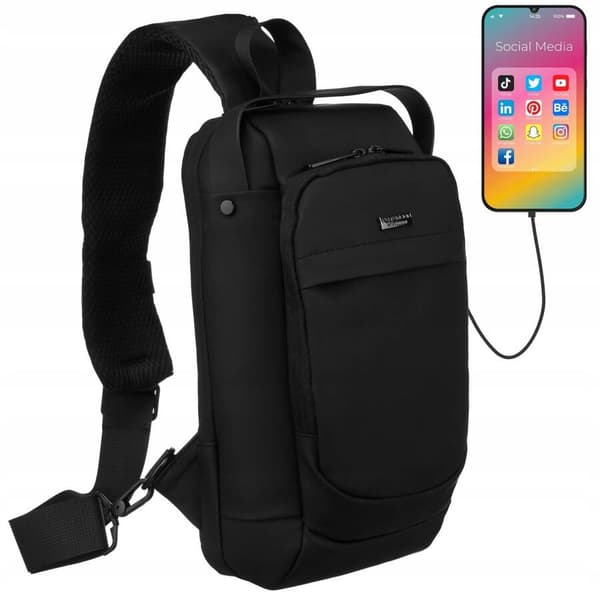 Solid rygsæk-skuldertaske med USB-port - Peterson