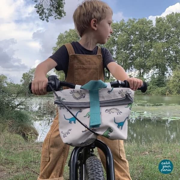 Barncykelstyrväska Les Dinosaures - Petit Jour - grön - 5,5L