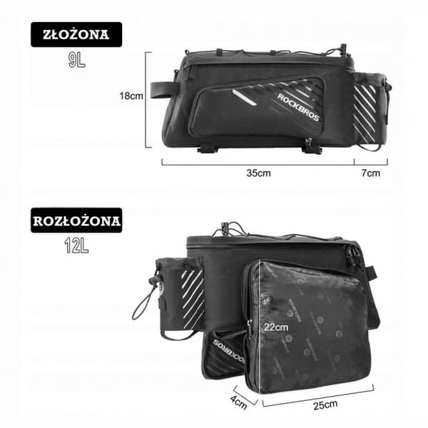 Iso polkupyörän tavaratila 12L Rockbros A9-BK