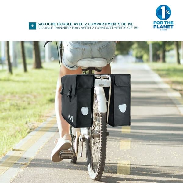 MOBILIS dubbel cykelväska - Svart - 2 x 15L - Vattenavvisande material