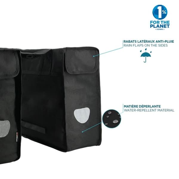 MOBILIS dubbel cykelväska - Svart - 2 x 15L - Vattenavvisande material