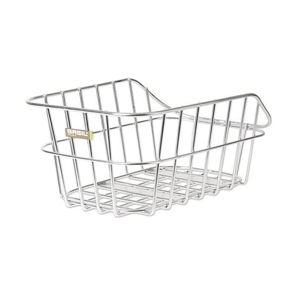 Basil Cento Alu bakkorg för fritidscykel för vuxna - Grå aluminium med fast montering på bagagehylla
