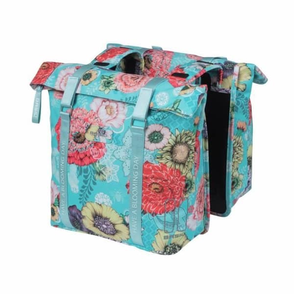 Bakre väska - Basil - Bloom Field - 28-35L - Ljusblå - Fäste krok-fjäder
