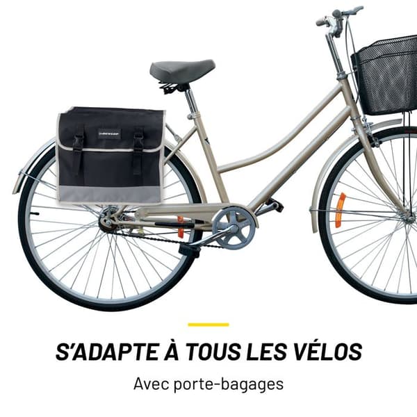 Dubbel cykelsaddelväska - Dunlop - 36x30x12cm - Vattentät - Polyester 600 D - Unisex