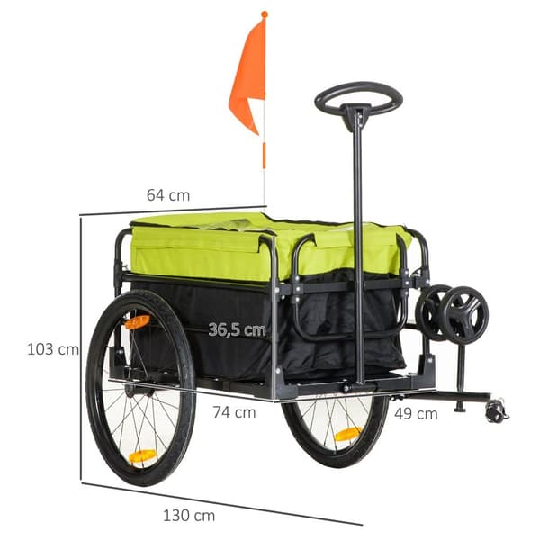 Lastvognstrailer, 2-i-1, 130x64x103 cm, Gul