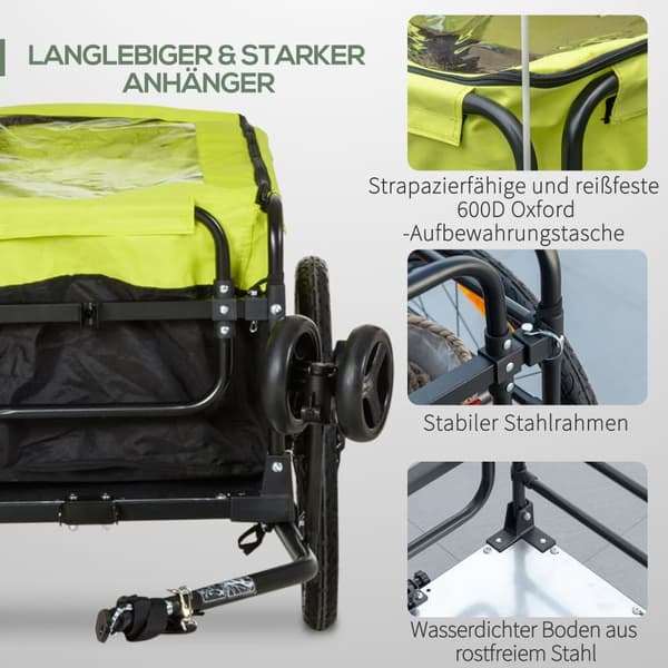 Lastvognstrailer, 2-i-1, 130x64x103 cm, Gul