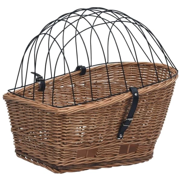 vidaXL cykelkurv med låg til styr 55x31x36 cm naturlig pil