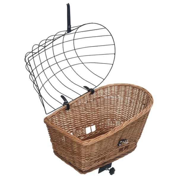 vidaXL cykelkurv med låg til styr 55x31x36 cm naturlig pil