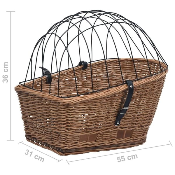 vidaXL cykelkurv med låg til styr 55x31x36 cm naturlig pil