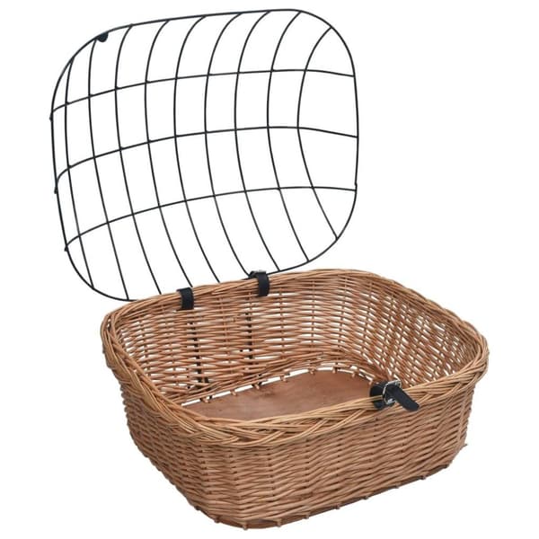 vidaXL cykelkurv med låg til styr 50x45x35 cm naturlig pil