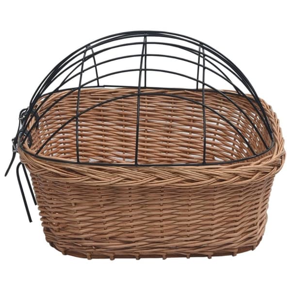vidaXL cykelkurv med låg til styr 50x45x35 cm naturlig pil