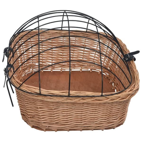 vidaXL cykelkurv med låg til styr 50x45x35 cm naturlig pil