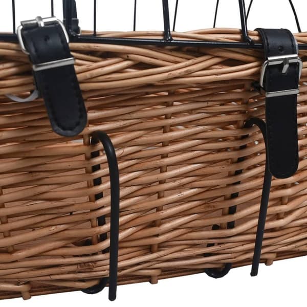 vidaXL cykelkurv med låg til styr 50x45x35 cm naturlig pil