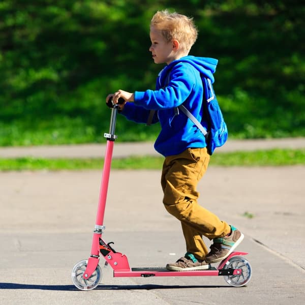 Barnsparkcykel, Hopfällbar i Aluminium med LED-ljus i Hjulen, Rosa