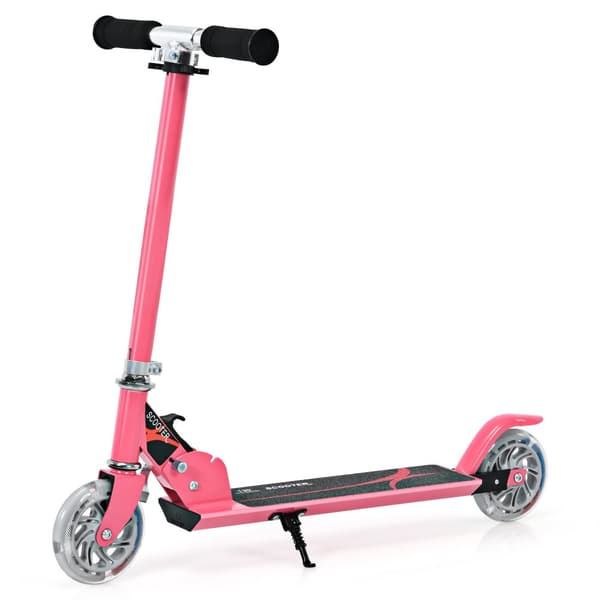 Barnsparkcykel, Hopfällbar i Aluminium med LED-ljus i Hjulen, Rosa