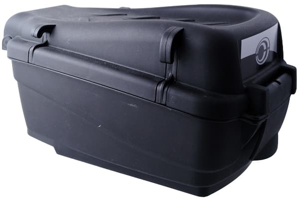 Polkupyörän telinelaukku, suuri, 15 litraa, MUSTA, KIILLOTETTU