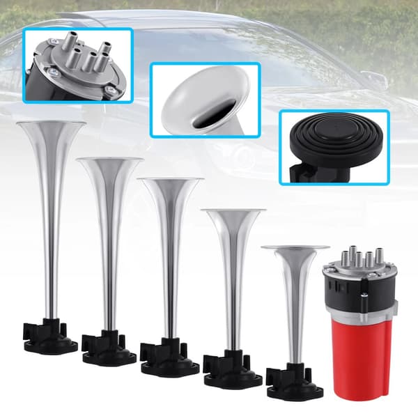 12V Lufthorn, 125dB Lydtrykniveau, Krom Finish,12v, Lufthorn