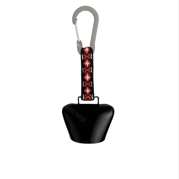 INF Udendørs vandreture camping anti-tabt klokke med metalclips Sort