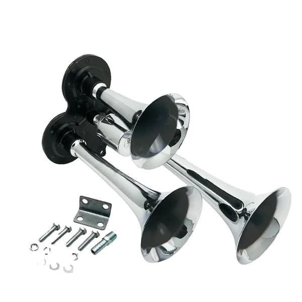 Bilens lufttuta, 3 trumpetdesign, 12V/24V spänning,12V -24V, Silver