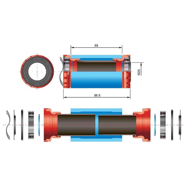 Fsa Bottenfäste Bb-9050 Bsa Megaexo 24 Mm Brun,Svart 68/73 mm
