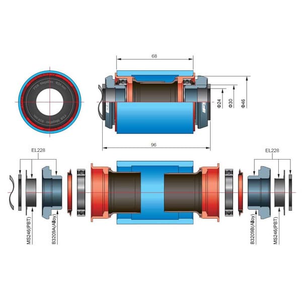 Fsa Till Megaexo Bb30/pf30 El228 24 Mm Botten Konsol Svart