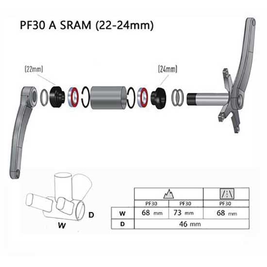 Wheels Manufacturing Sram Pressfit 30 Krankboks Skåle Søvfarvet 68/73 mm