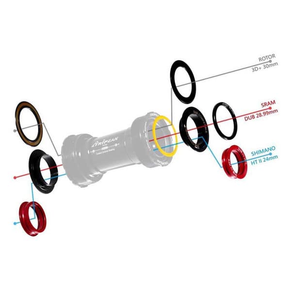 Tripeak T47 Shimano / Sram Dub / Rotor 3d Ceramic Vevaxellagerkoppar Silver 68/73 mm