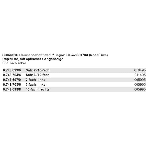 Shimano Växlar Tiagra Sl-1400/4703 Silver 2 x 10s