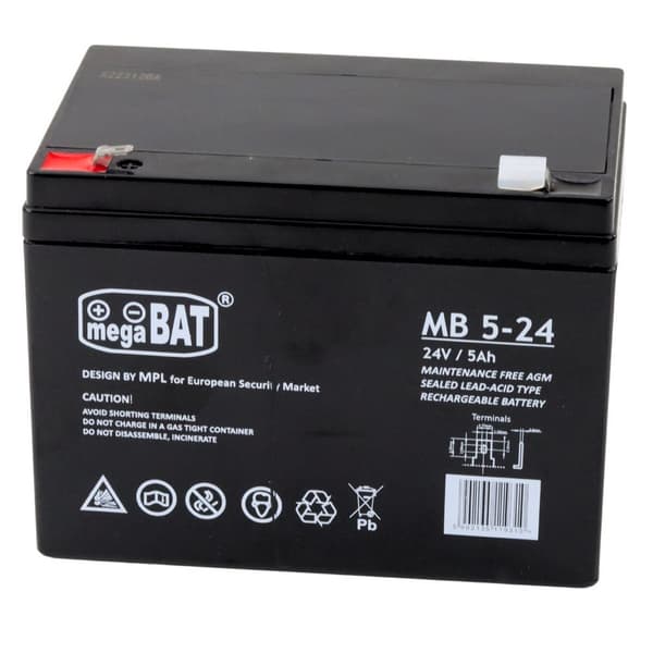AGM gel battery for a vehicle with a 24V5AH battery