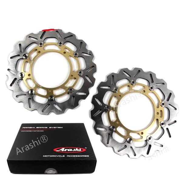 Forbremset Frontskive Flydende Rotorer, CNC Konstruktion, Passer til YAMAHA XTZ SUPER TENERE, Guld Frontskive Gold Front Disc