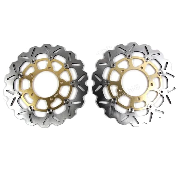 Bromsskivor för GSXR 600 750 1000, CNC-flytande design, AISI 420 rostfritt stål,Guld Framdisk