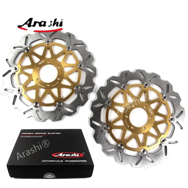 Forreste bremse skive, CNC fuld flydende, AISI 420 rustfrit stål, sort guld,2 Stykker Guld