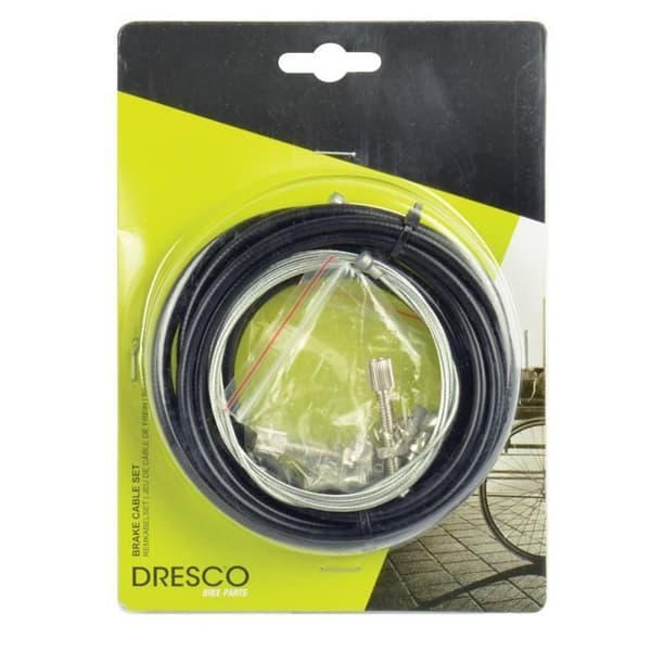 Dresco universalbromskabelsats fram/bak svart/silver 4-delat