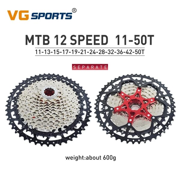 Cykelkassett, Bred Kompatibilitet, Jämn Växling, 12 S 11-50T svart