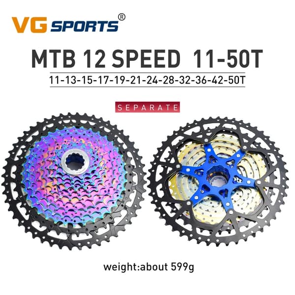 Cykelkassett, Bred Kompatibilitet, Jämn Växling, 12 S 11-50T svart