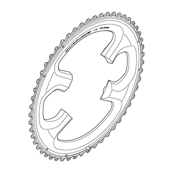 Shimano Dura-Ace FC-9000 Kedjering - Silver/Svart - 54 tänder - Herr - Vuxen