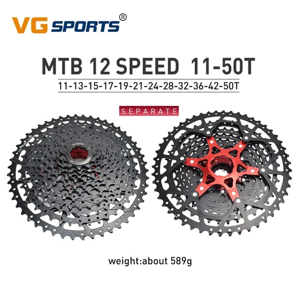 Cykelkassett, Bred Kompatibilitet, Jämn Växling, 12 S 11-50T svart