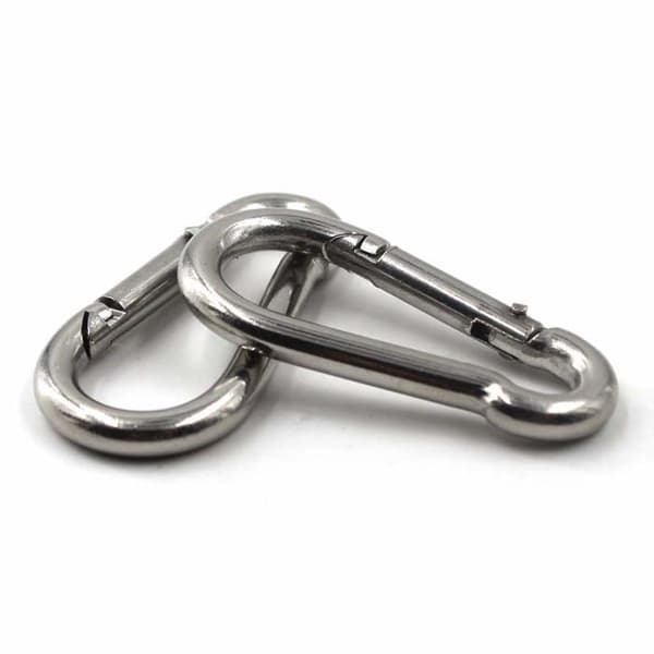 Merriway - BH06887 - Bulk hårdvara Set med 2 karbinhakar av marin kvalitet i 316 A4 rostfritt stål Silver