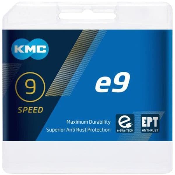 KMC E9 EPT cykelkedja för E-Bike 9 hastigheter - 136 länkar - silverfärgad
