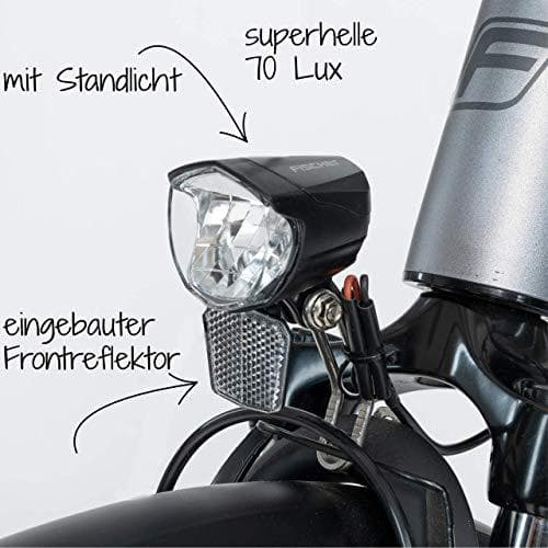 FISCHER cykeldynamo LED forlygte 70 lux levetid: 50.000 timer, med parkeringslys (maks. 4 min.), - 1 stk (85355)