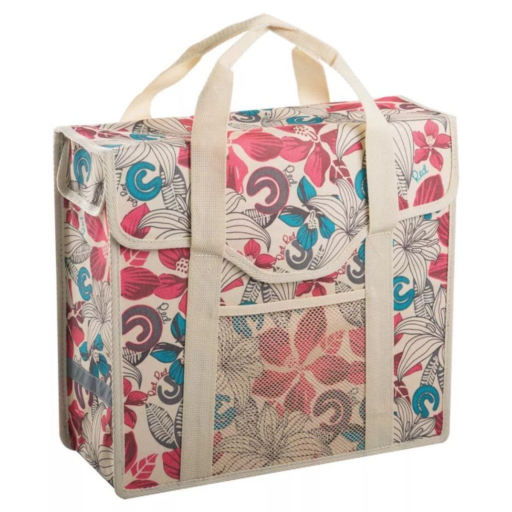 7-series cykeltaske 15 l blomster beige og rød 70123