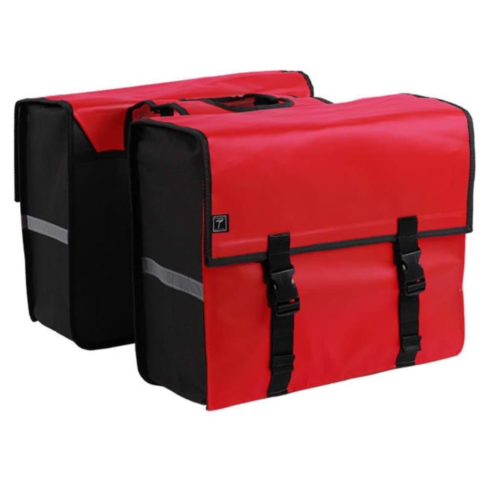 7-series dobbelt cykeltaske 34 l presenning rød